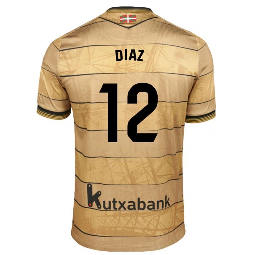 Danxen Enfant Maillot Ekain Díaz #12 Marron Tenues Extérieur 2024/25 T-Shirt