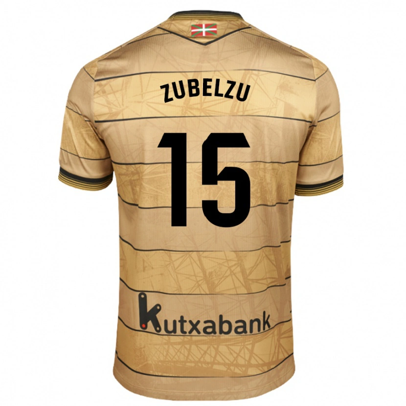 Danxen Enfant Maillot Julen Zubelzu #15 Marron Tenues Extérieur 2024/25 T-Shirt