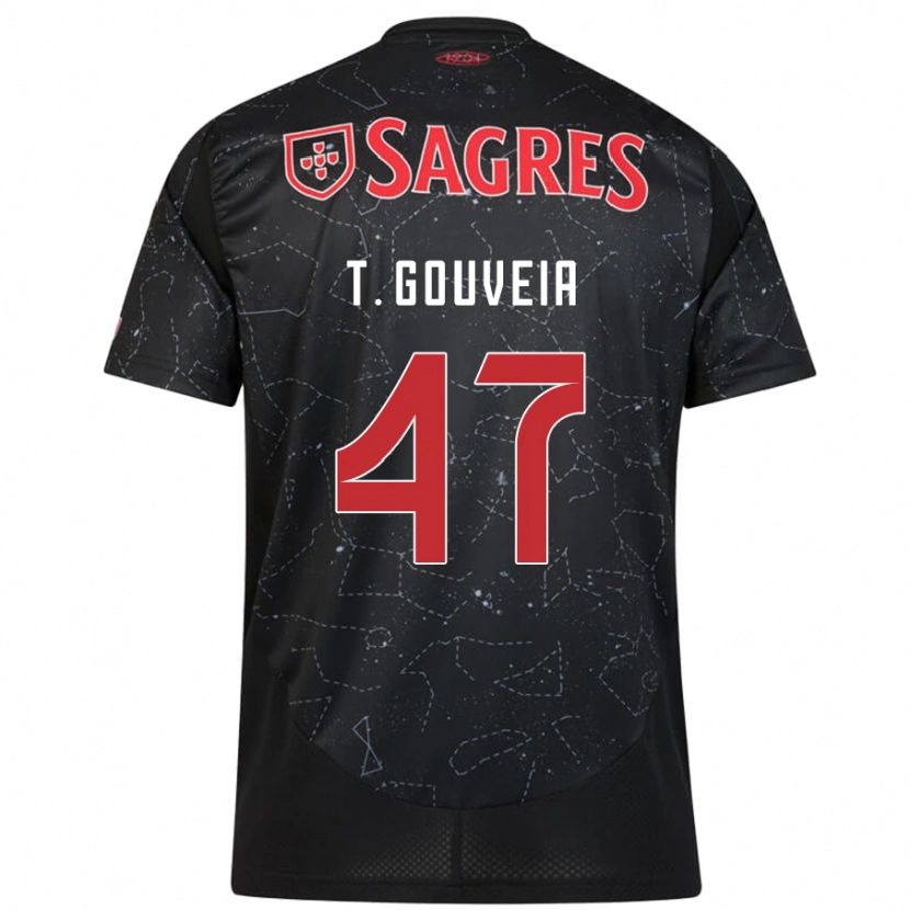 Danxen Enfant Maillot Tiago Gouveia #47 Noir Rouge Tenues Extérieur 2024/25 T-Shirt