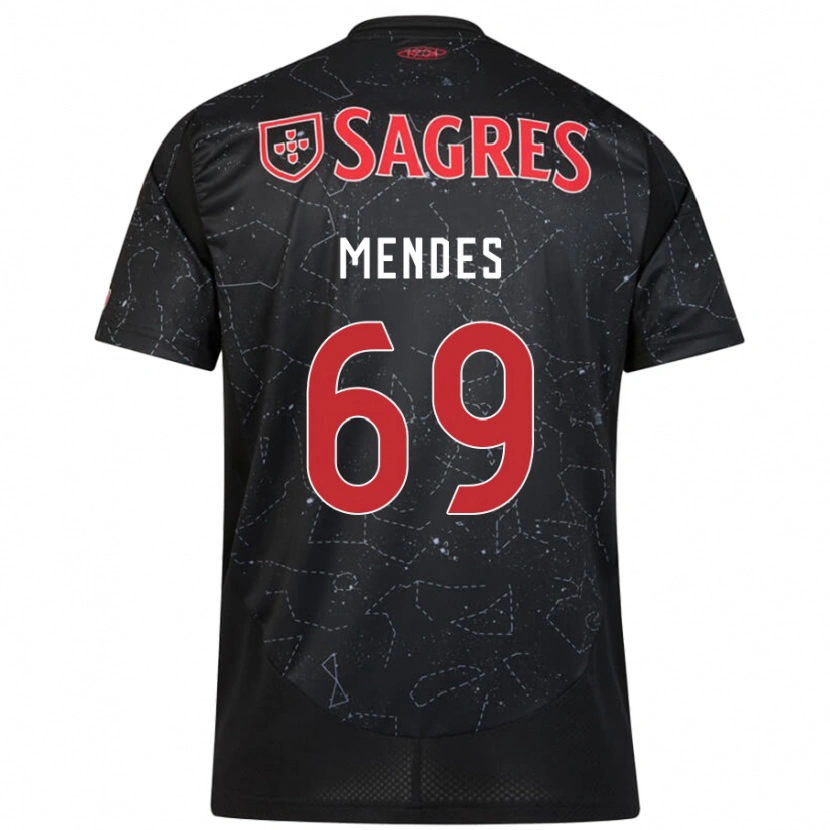 Danxen Enfant Maillot Vladimir Mendes #69 Noir Rouge Tenues Extérieur 2024/25 T-Shirt