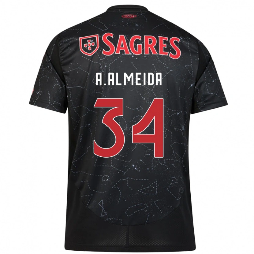 Danxen Enfant Maillot Andre Almeida #34 Noir Rouge Tenues Extérieur 2024/25 T-Shirt