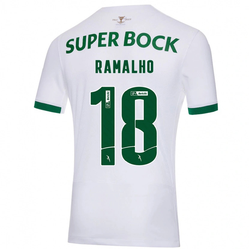 Danxen Enfant Maillot Inês Filipa Ramalho Gonçalves #18 Blanc Vert Tenues Extérieur 2024/25 T-Shirt