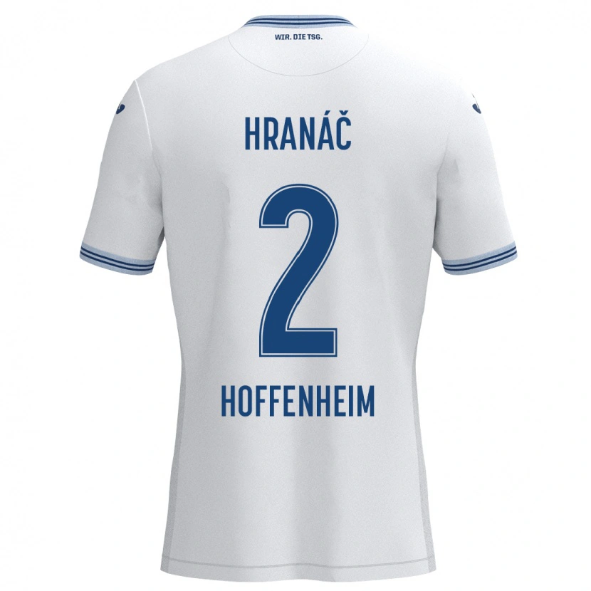 Danxen Enfant Maillot Robin Hranac #2 Blanc Bleu Tenues Extérieur 2024/25 T-Shirt