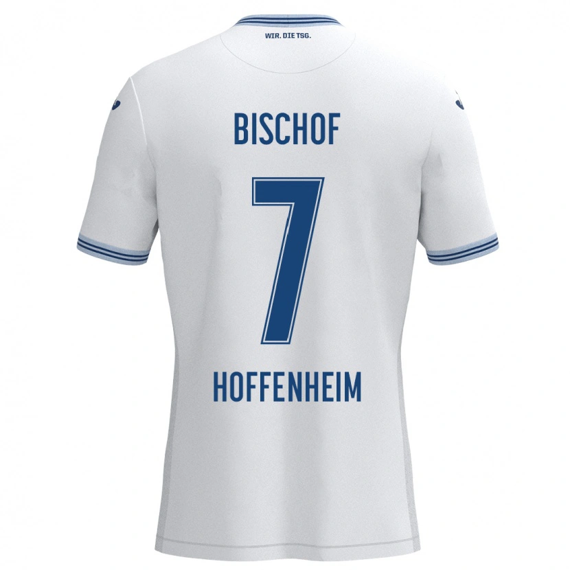 Danxen Enfant Maillot Tom Bischof #7 Blanc Bleu Tenues Extérieur 2024/25 T-Shirt