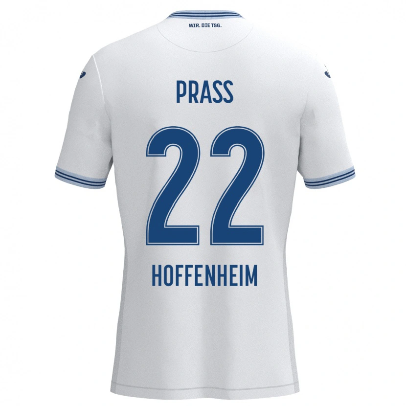 Danxen Enfant Maillot Alexander Prass #22 Blanc Bleu Tenues Extérieur 2024/25 T-Shirt
