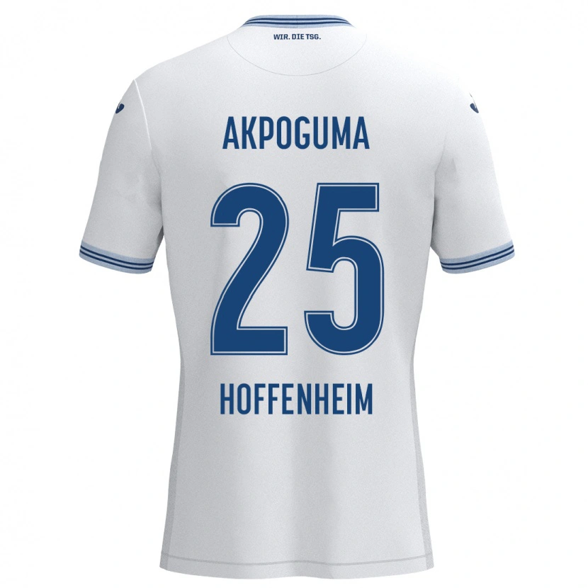 Danxen Enfant Maillot Kevin Akpoguma #25 Blanc Bleu Tenues Extérieur 2024/25 T-Shirt