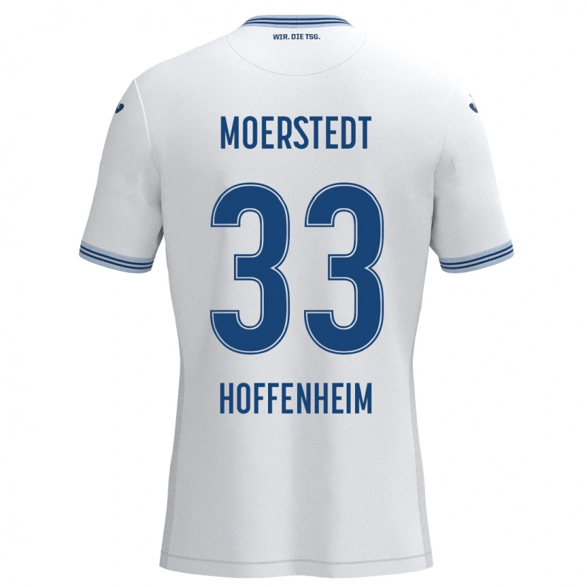 Danxen Enfant Maillot Max Moerstedt #33 Blanc Bleu Tenues Extérieur 2024/25 T-Shirt
