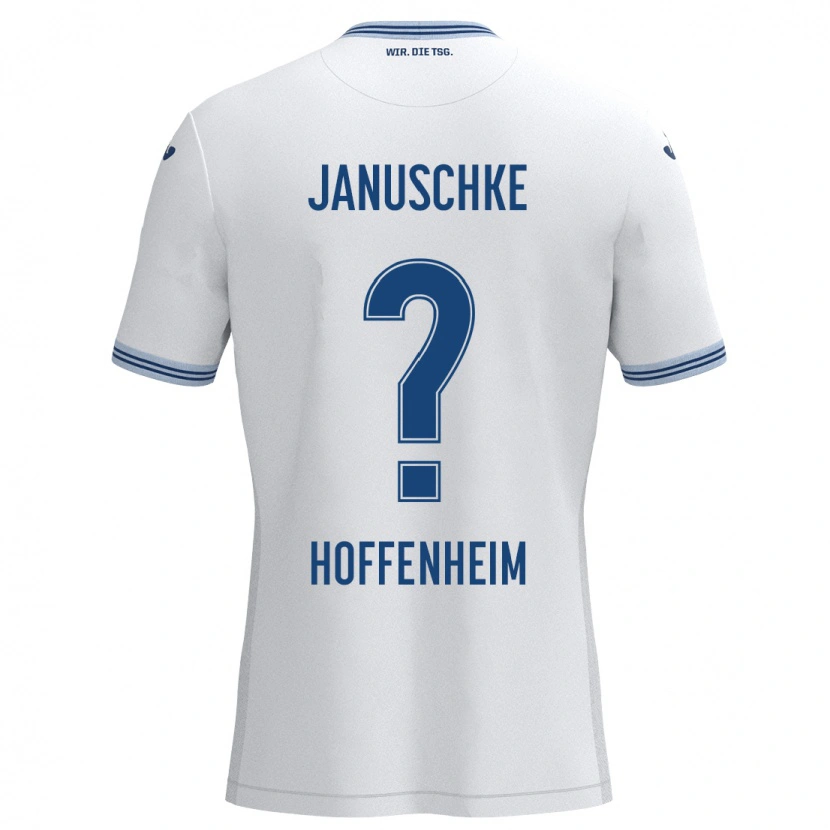 Danxen Enfant Maillot Tim Januschke #0 Blanc Bleu Tenues Extérieur 2024/25 T-Shirt