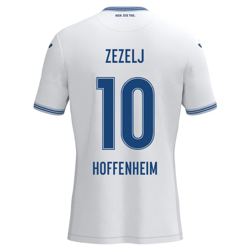 Danxen Enfant Maillot Neno Zezelj #10 Blanc Bleu Tenues Extérieur 2024/25 T-Shirt