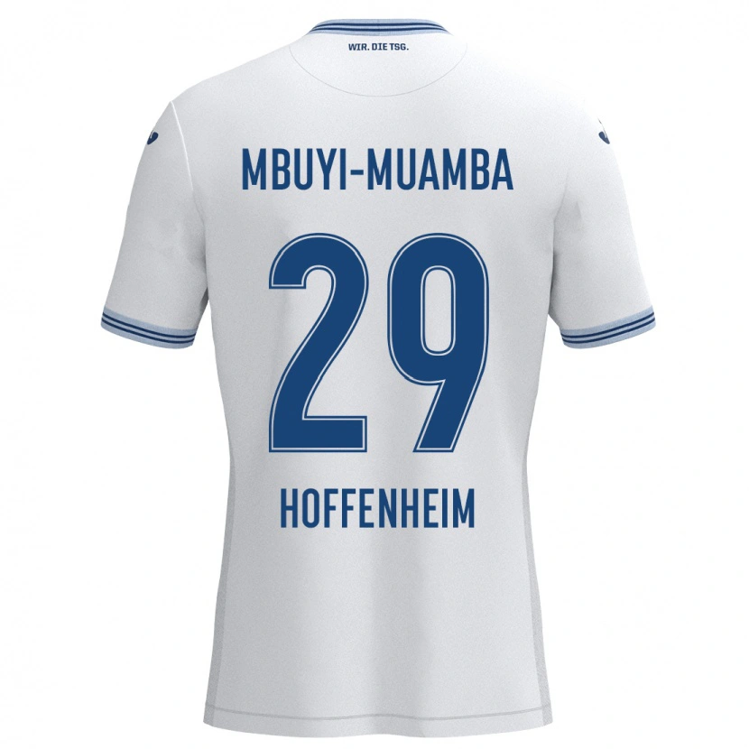 Danxen Enfant Maillot Hubert Mbuyi-Muamba #29 Blanc Bleu Tenues Extérieur 2024/25 T-Shirt