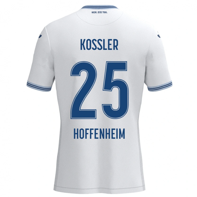 Danxen Enfant Maillot Melissa Kössler #25 Blanc Bleu Tenues Extérieur 2024/25 T-Shirt