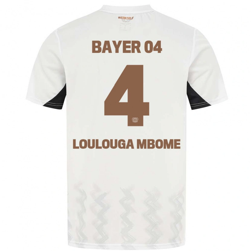 Danxen Enfant Maillot Adrien Loulouga Mbome #4 Blanc Noir Tenues Extérieur 2024/25 T-Shirt