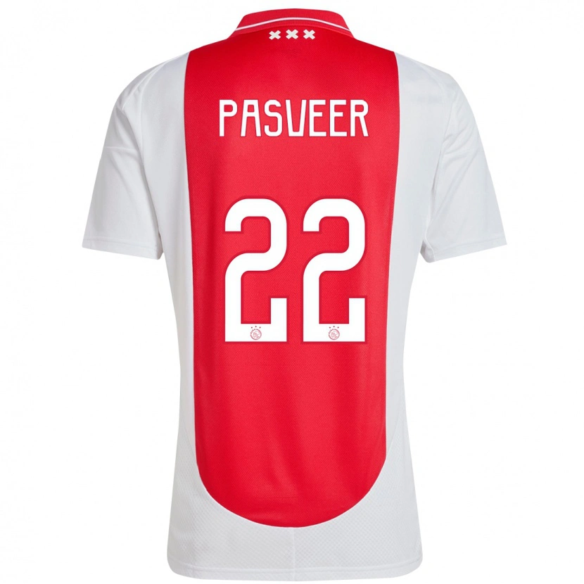 Danxen Homme Maillot Remko Pasveer #22 Rouge Blanc Tenues Domicile 2024/25 T-Shirt