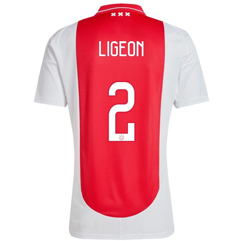 Danxen Homme Maillot Ruben Ligeon #2 Rouge Blanc Tenues Domicile 2024/25 T-Shirt