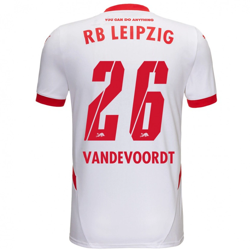 Danxen Homme Maillot Maarten Vandevoordt #26 Blanc Rouge Tenues Domicile 2024/25 T-Shirt
