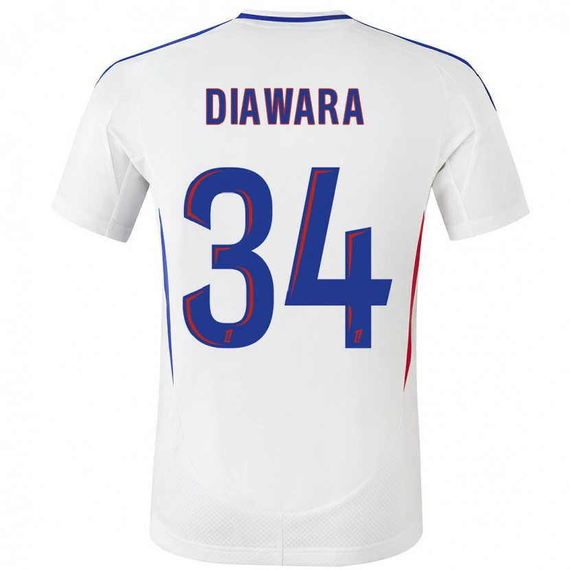 Danxen Homme Maillot Mahamadou Diawara #34 Blanc Bleu Tenues Domicile 2024/25 T-Shirt