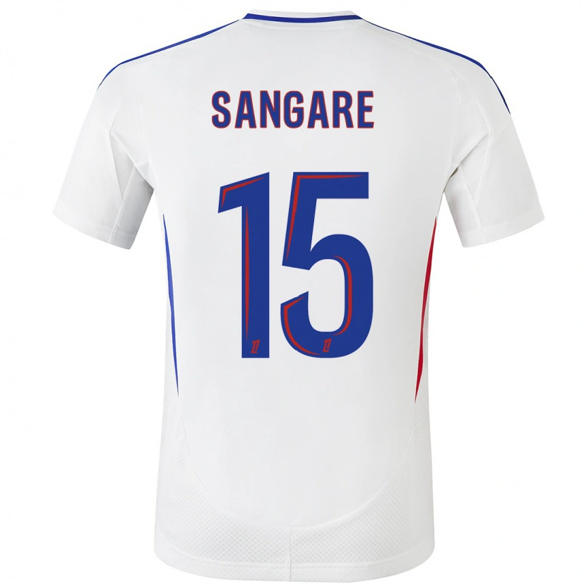 Danxen Homme Maillot Wassa Sangaré #15 Blanc Bleu Tenues Domicile 2024/25 T-Shirt