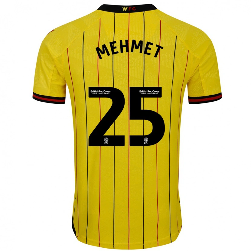 Danxen Homme Maillot Melis Mehmet #25 Jaune Et Noir Tenues Domicile 2024/25 T-Shirt