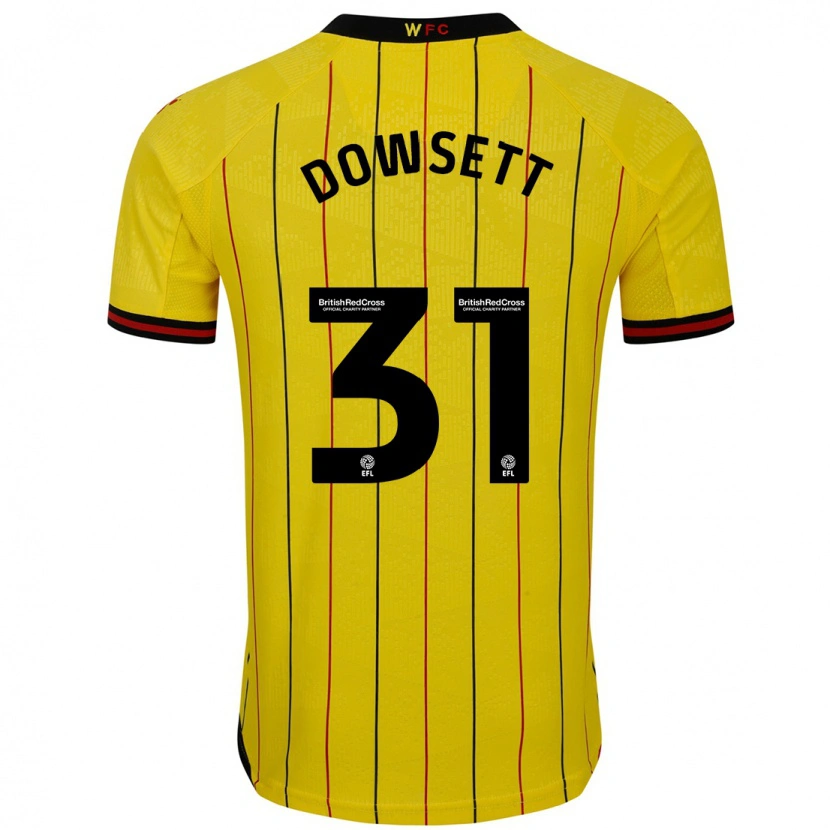 Danxen Homme Maillot Rebekah Dowsett #31 Jaune Et Noir Tenues Domicile 2024/25 T-Shirt