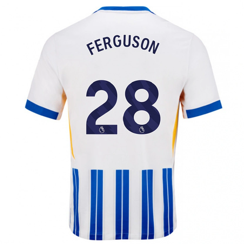 Danxen Homme Maillot Evan Ferguson #28 Blanc Bleu À Rayures Fines Tenues Domicile 2024/25 T-Shirt
