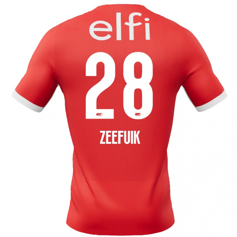 Danxen Homme Maillot Lequincio Zeefuik #28 Rouge Blanc Tenues Domicile 2024/25 T-Shirt