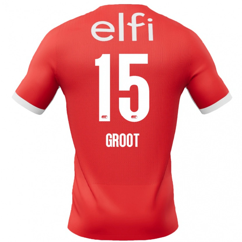 Danxen Homme Maillot Pleun Groot #15 Rouge Blanc Tenues Domicile 2024/25 T-Shirt