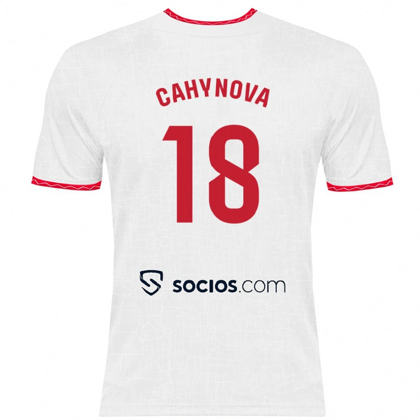 Danxen Homme Maillot Klara Cahynova #18 Blanc Rouge Tenues Domicile 2024/25 T-Shirt