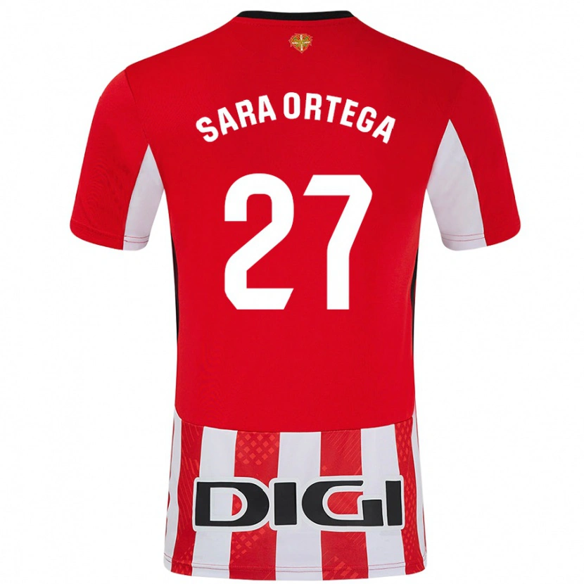 Danxen Homme Maillot Sara Ortega Ruiz #27 Rouge Blanc Tenues Domicile 2024/25 T-Shirt