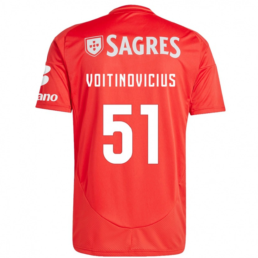 Danxen Homme Maillot Arnas Voitinovicius #51 Rouge Blanc Tenues Domicile 2024/25 T-Shirt