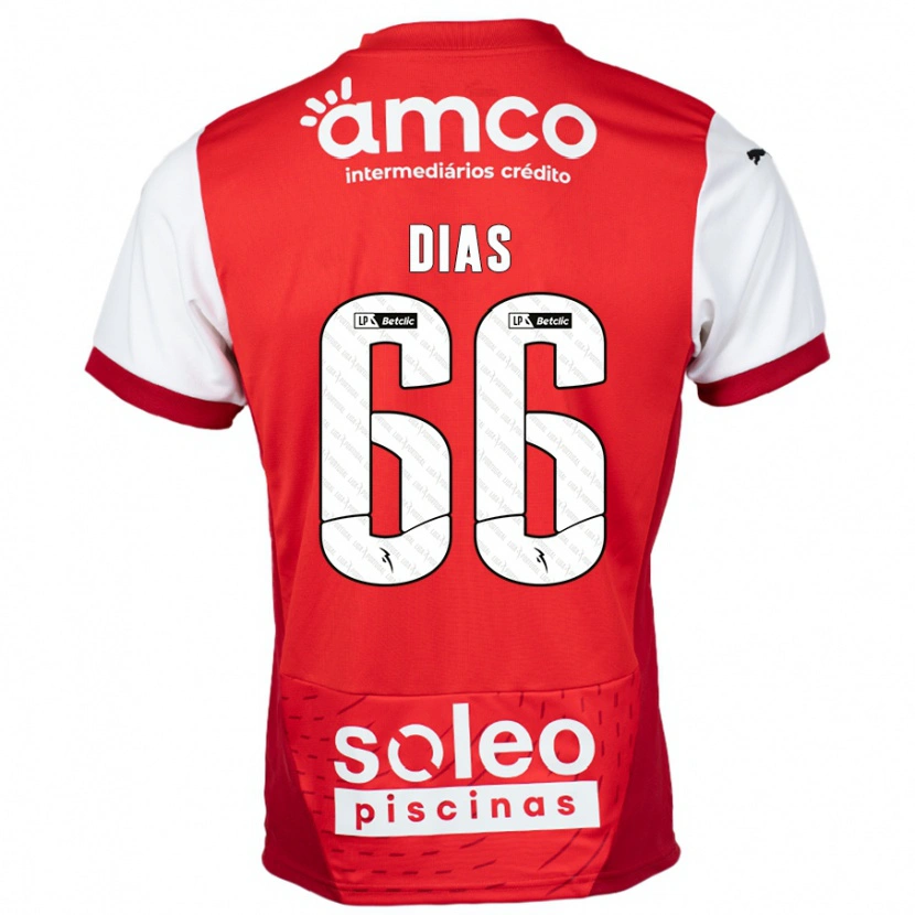 Danxen Homme Maillot Gonçalo Dias #66 Rouge Blanc Tenues Domicile 2024/25 T-Shirt