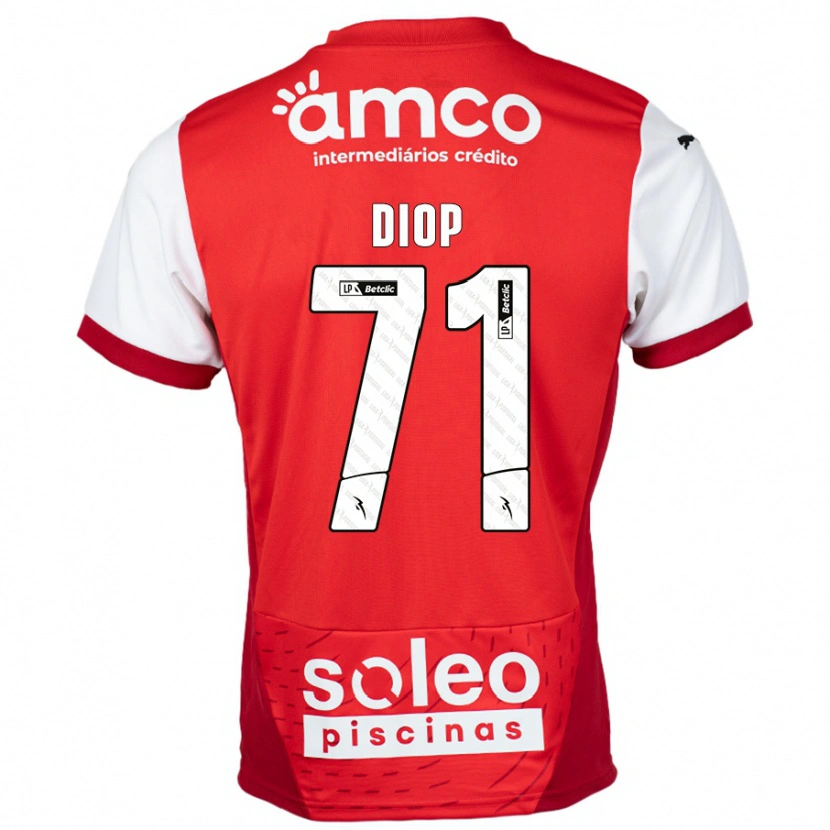 Danxen Homme Maillot Mamadou Diop #71 Rouge Blanc Tenues Domicile 2024/25 T-Shirt