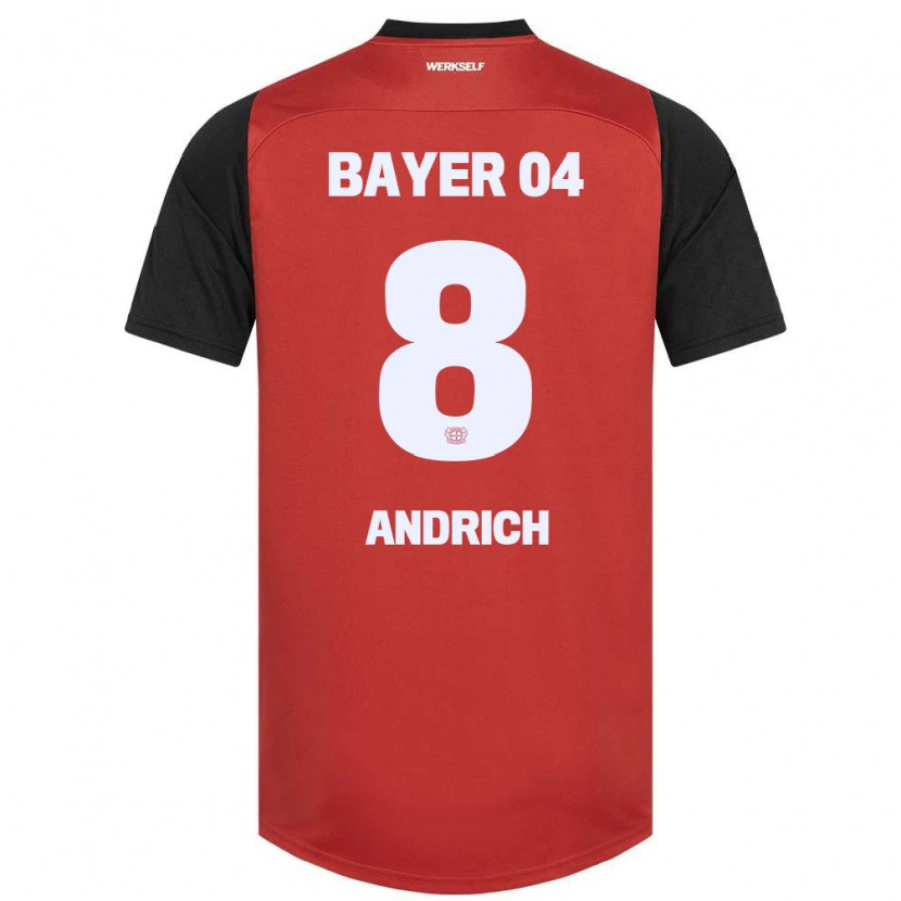 Danxen Homme Maillot Robert Andrich #8 Rouge Noir Tenues Domicile 2024/25 T-Shirt