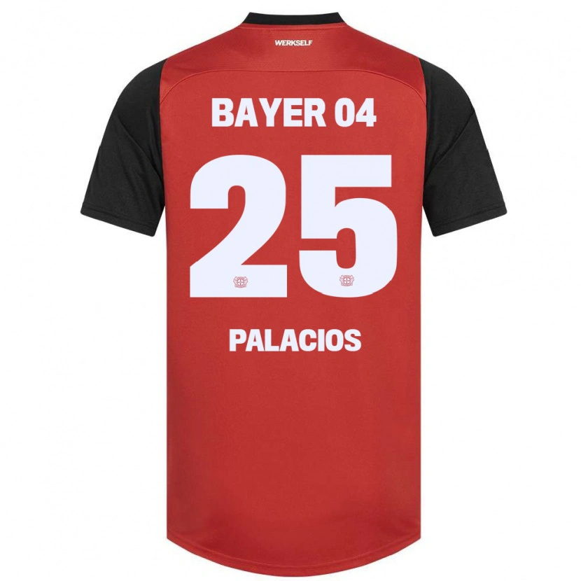 Danxen Homme Maillot Exequiel Palacios #25 Rouge Noir Tenues Domicile 2024/25 T-Shirt