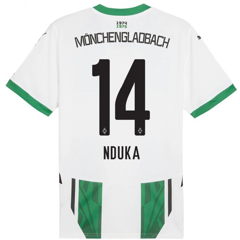 Danxen Homme Maillot Michael Nduka #14 Blanc Vert Tenues Domicile 2024/25 T-Shirt
