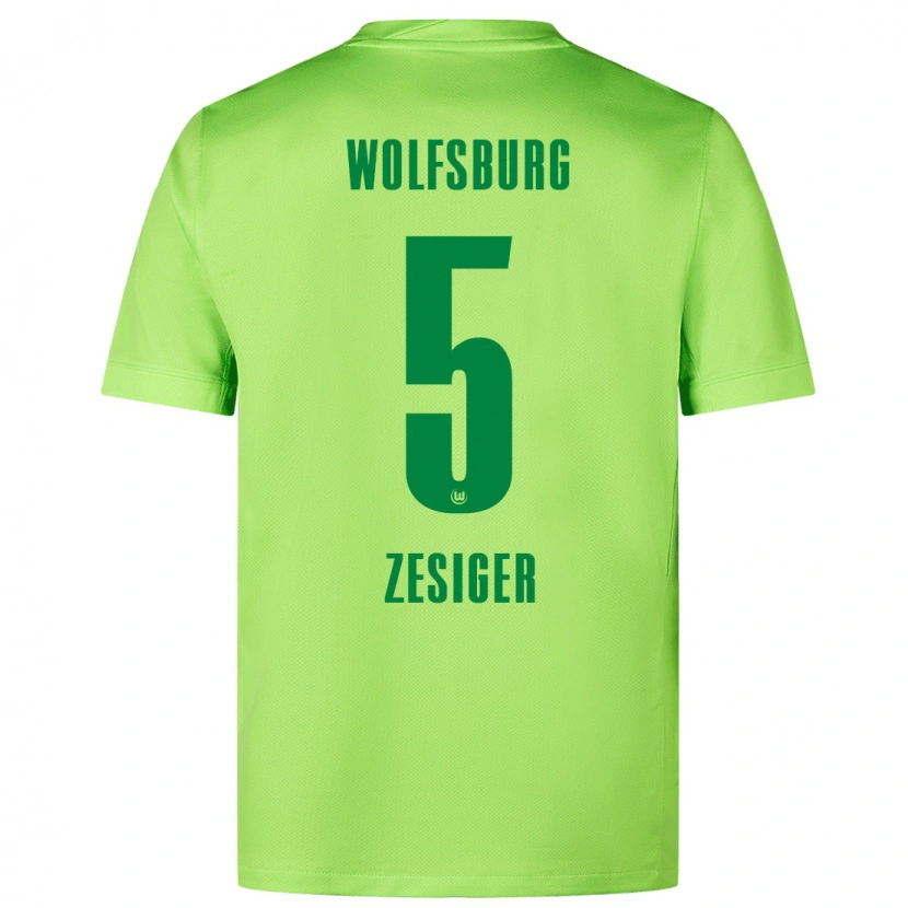 Danxen Homme Maillot Cédric Zesiger #5 Vert Fluo Tenues Domicile 2024/25 T-Shirt