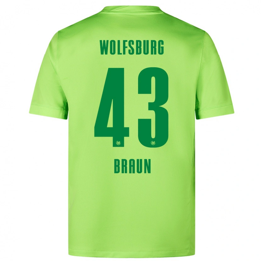 Danxen Homme Maillot Manuel Braun #43 Vert Fluo Tenues Domicile 2024/25 T-Shirt