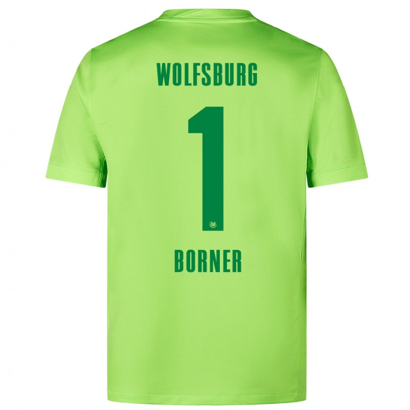 Danxen Homme Maillot Benedikt Börner #1 Vert Fluo Tenues Domicile 2024/25 T-Shirt