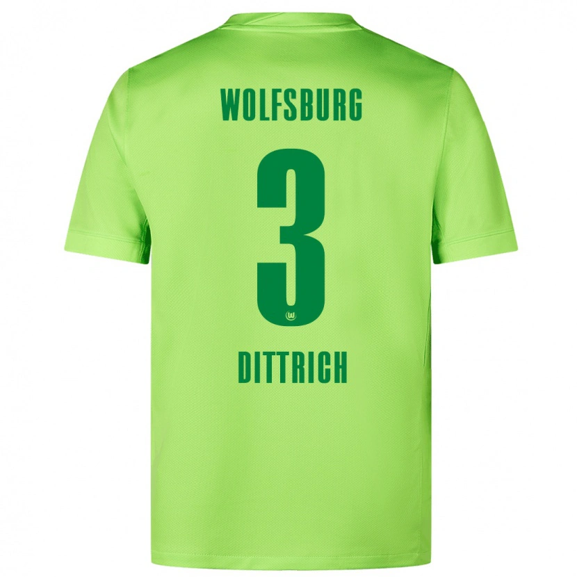 Danxen Homme Maillot Elia Dittrich #3 Vert Fluo Tenues Domicile 2024/25 T-Shirt