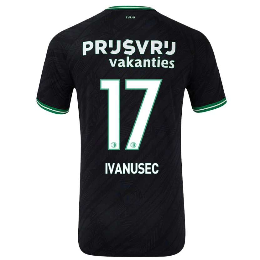 Danxen Homme Maillot Luka Ivanusec #17 Noir Vert Tenues Extérieur 2024/25 T-Shirt