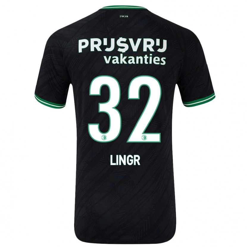 Danxen Homme Maillot Ondrej Lingr #32 Noir Vert Tenues Extérieur 2024/25 T-Shirt