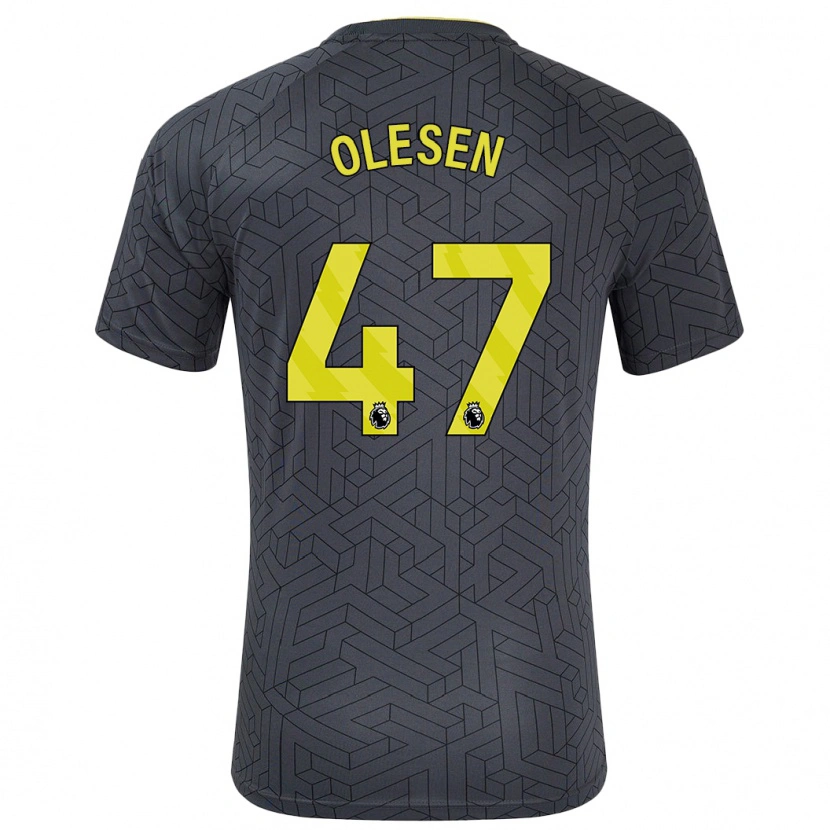 Danxen Homme Maillot Karoline Olesen #47 Noir Jaune Tenues Extérieur 2024/25 T-Shirt