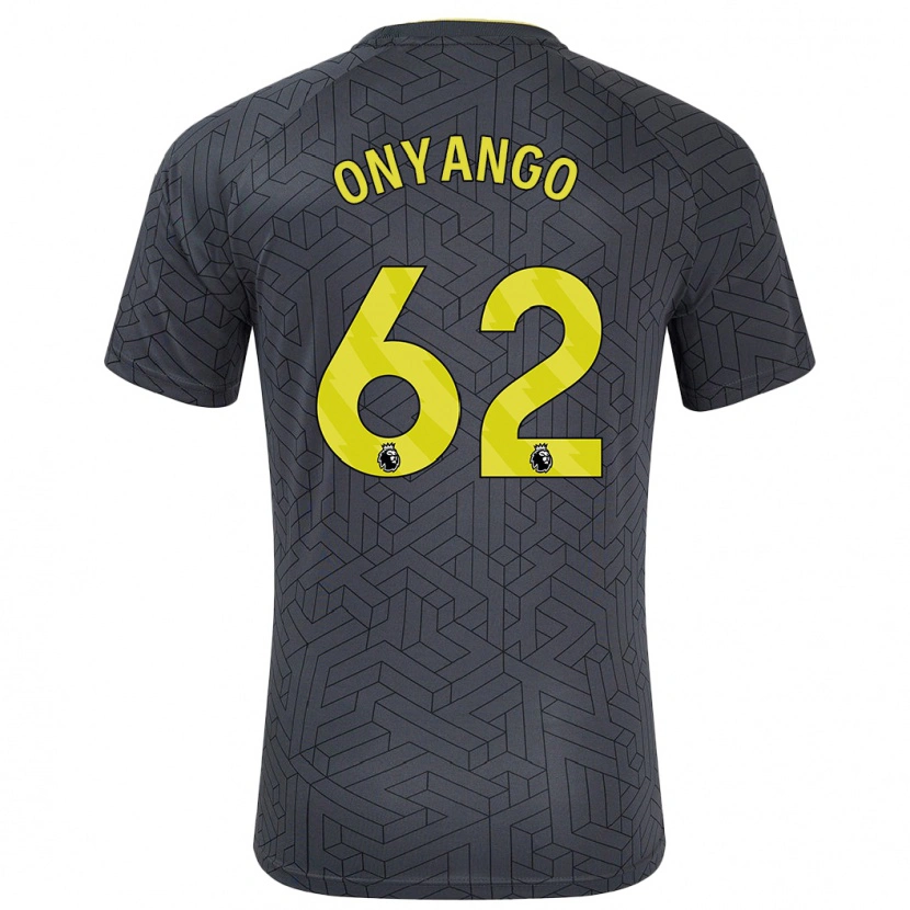 Danxen Homme Maillot Tyler Onyango #62 Noir Jaune Tenues Extérieur 2024/25 T-Shirt