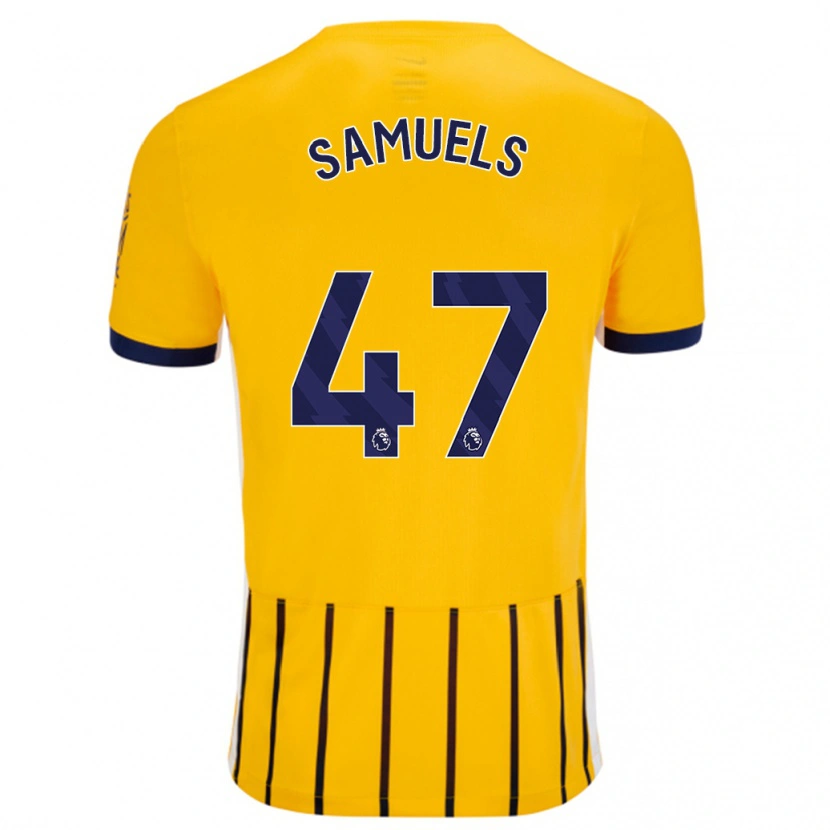 Danxen Homme Maillot Imari Samuels #47 Doré Bleu À Fines Rayures Tenues Extérieur 2024/25 T-Shirt