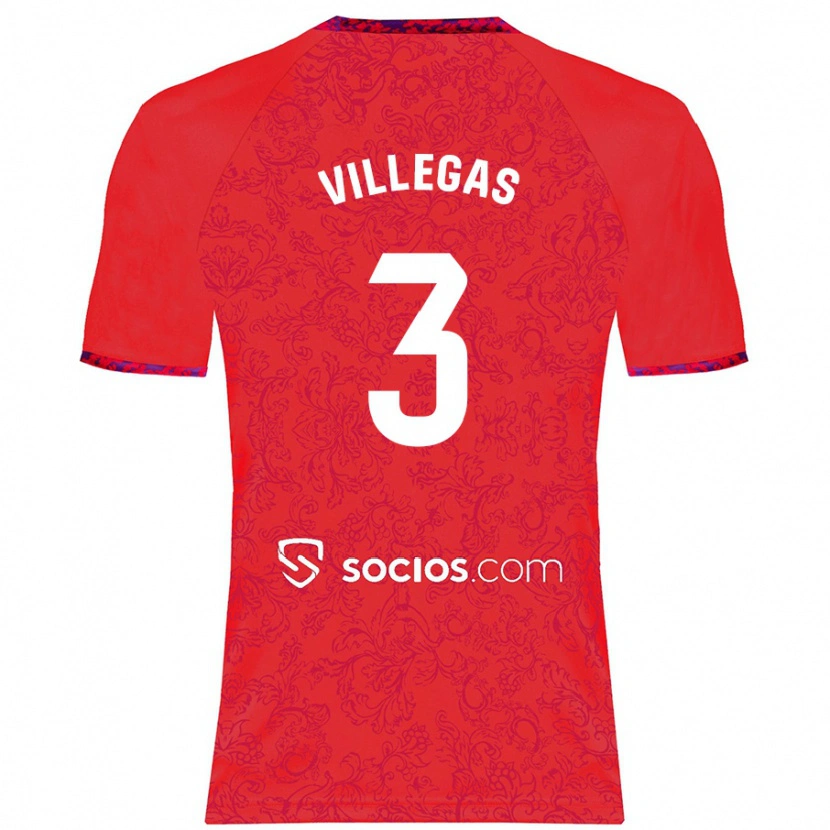 Danxen Homme Maillot Juancho Villegas #3 Rouge Tenues Extérieur 2024/25 T-Shirt