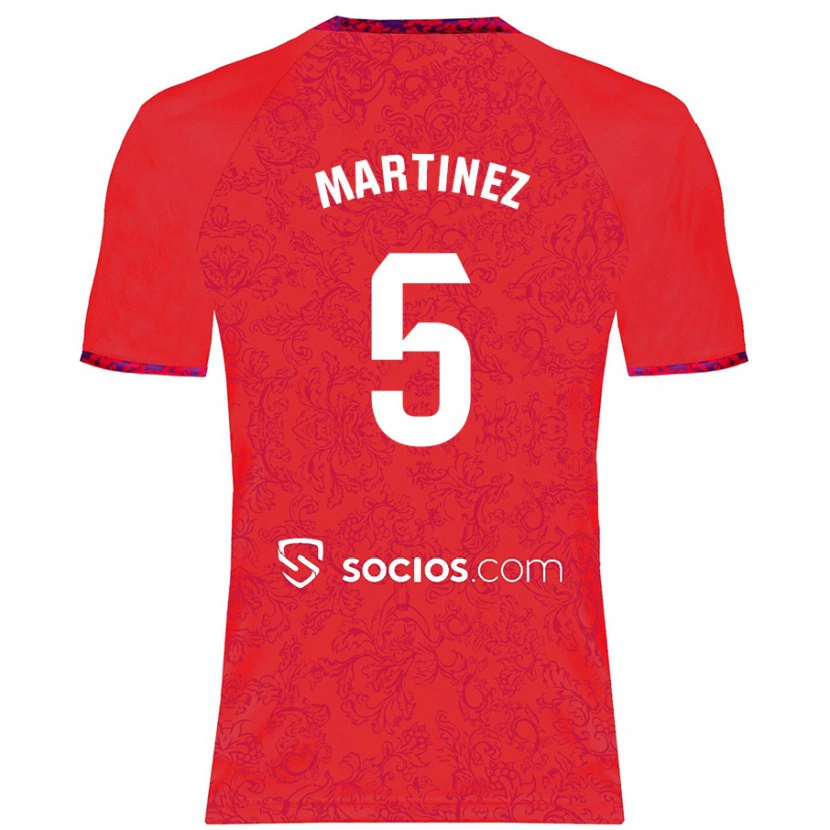 Danxen Homme Maillot Sergio Martínez #5 Rouge Tenues Extérieur 2024/25 T-Shirt