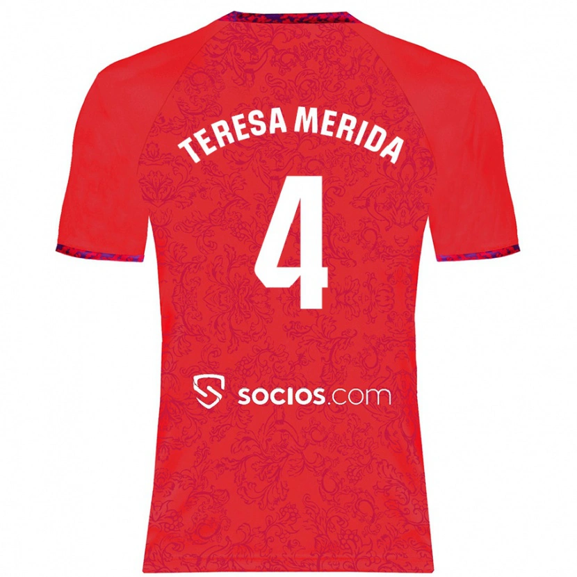 Danxen Homme Maillot Teresa Merida #4 Rouge Tenues Extérieur 2024/25 T-Shirt