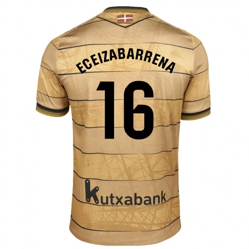 Danxen Homme Maillot Jon Eceizabarrena #16 Marron Tenues Extérieur 2024/25 T-Shirt