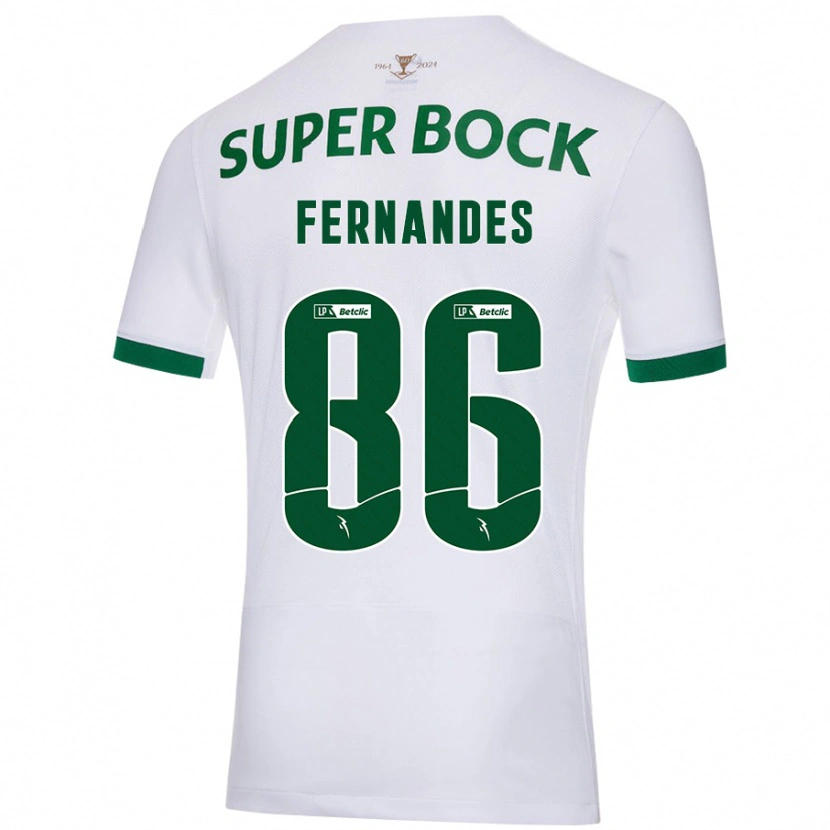 Danxen Homme Maillot Emanuel Fernandes #86 Blanc Vert Tenues Extérieur 2024/25 T-Shirt