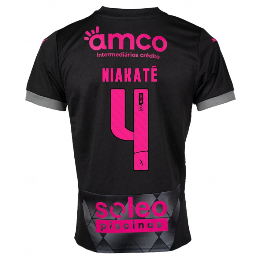 Danxen Homme Maillot Sikou Niakaté #4 Noir Rose Tenues Extérieur 2024/25 T-Shirt