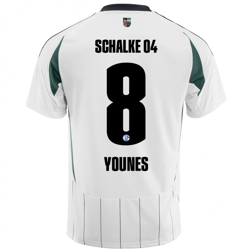 Danxen Homme Maillot Amin Younes #8 Blanc Vert Tenues Extérieur 2024/25 T-Shirt